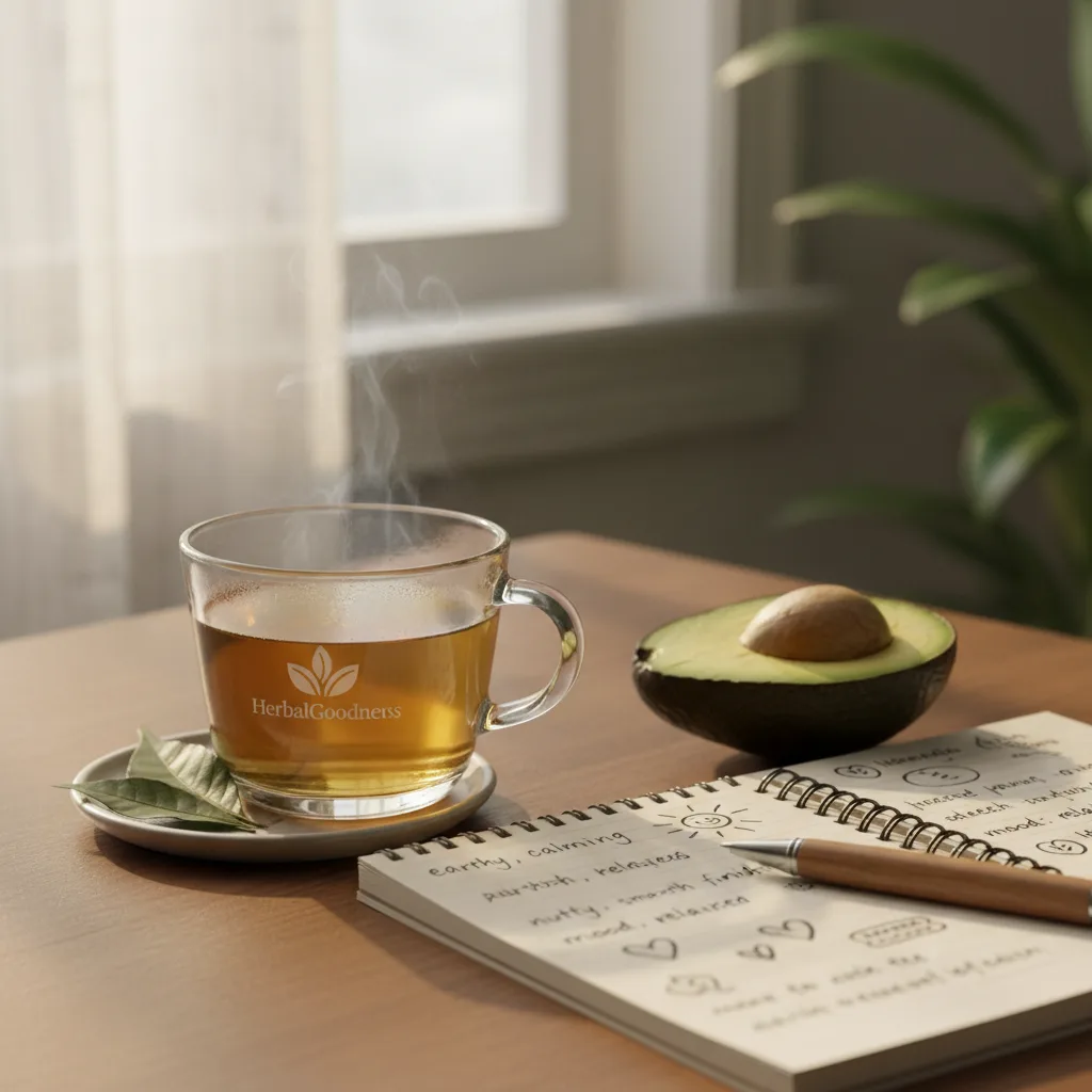 avocado leaf tea brewing