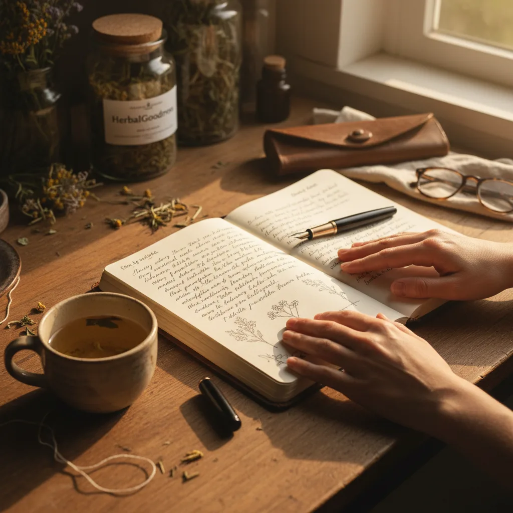 herbal tea mug journaling