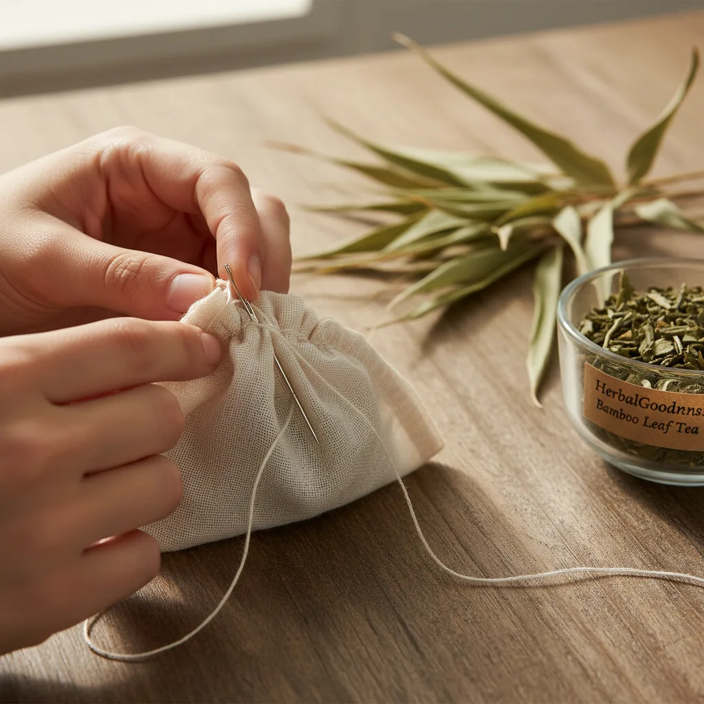 DIY tea bags with bamboo leaf