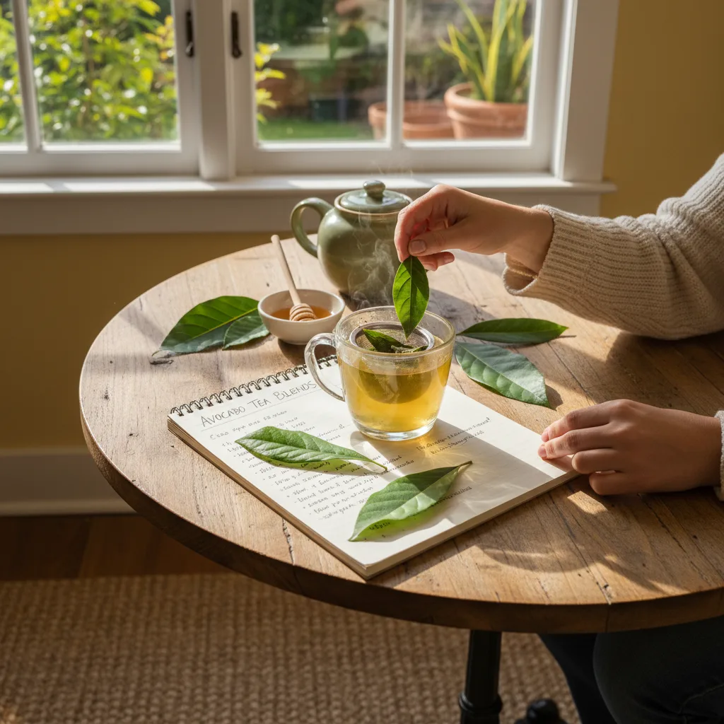 DIY Avocado Leaf Tea Steeping