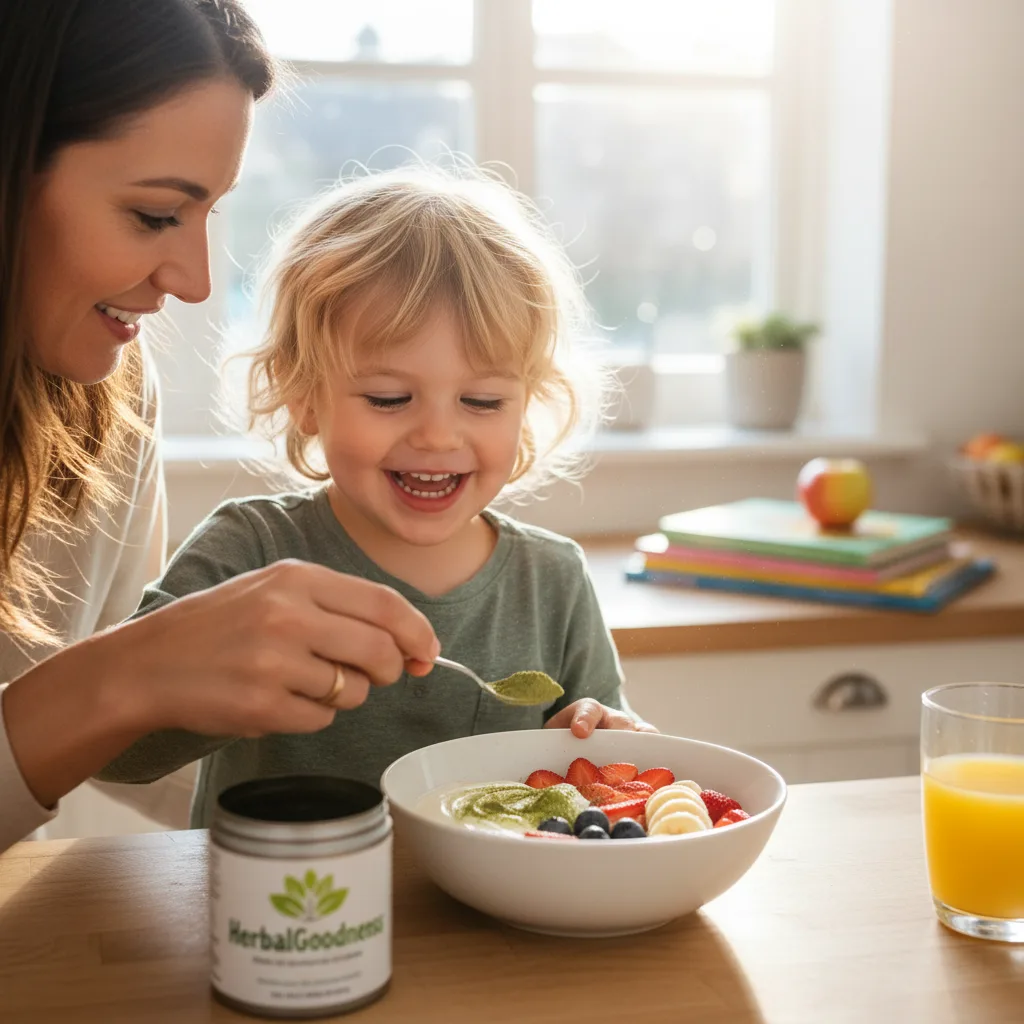 child with herbal tea