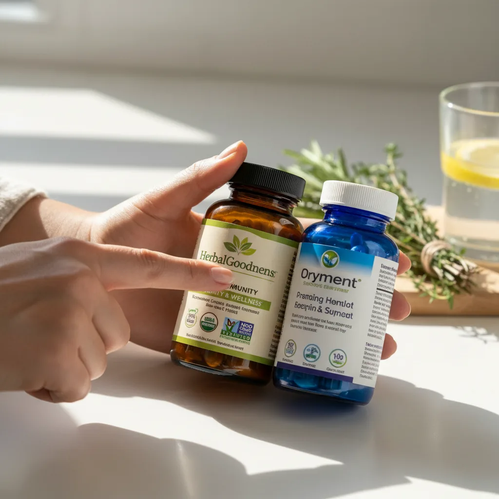 Closeup of supplement packaging claims