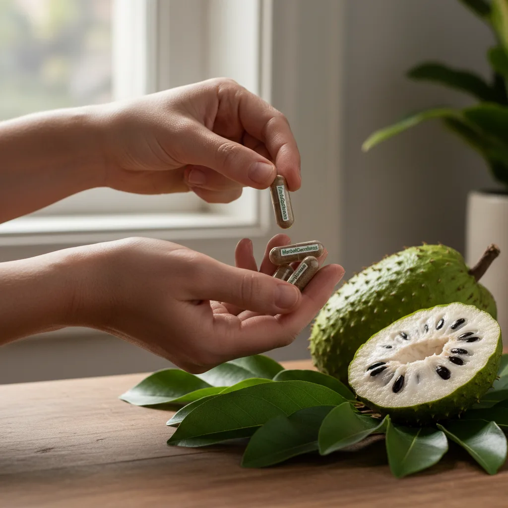 Supplement Facts Label on Soursop Capsules