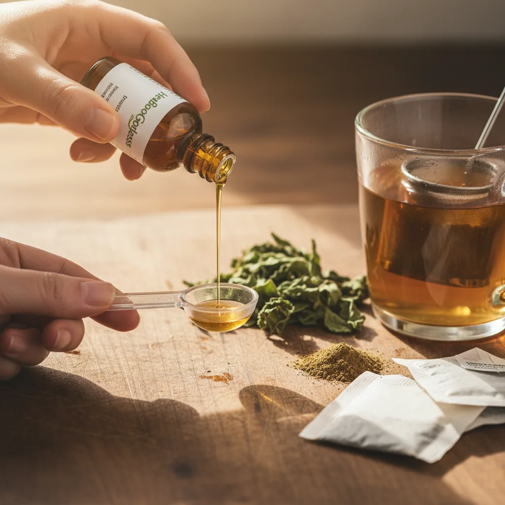 measuring herbal tea powder for conversion