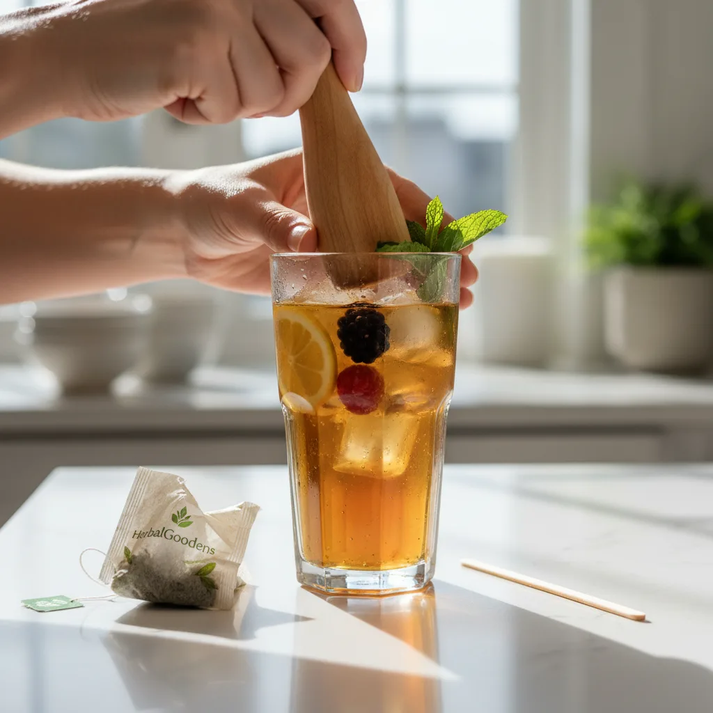 mullein tea iced drink and botanicals