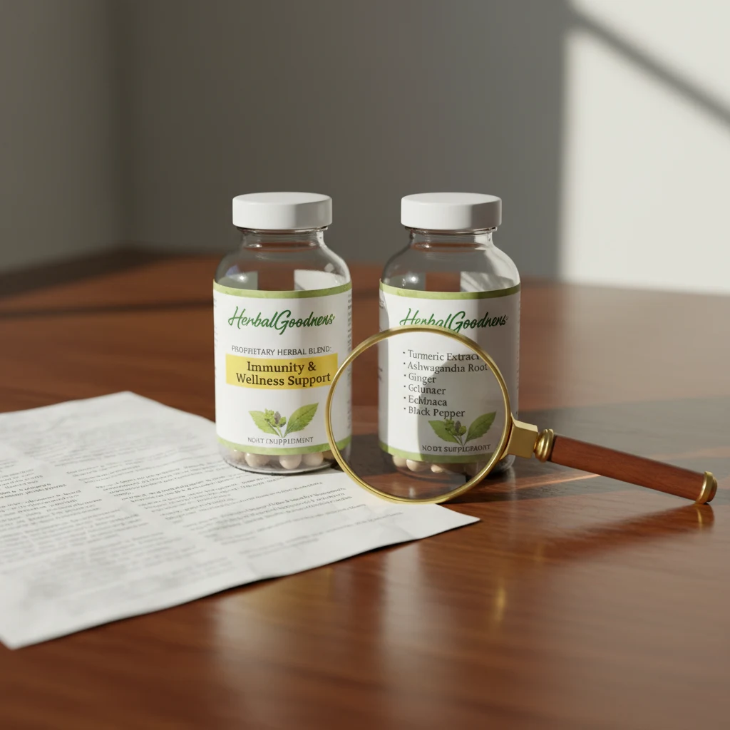 Tablet supplement laying on ingredients