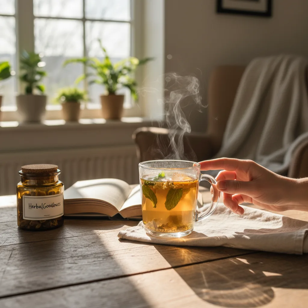 herbal tea cup brewing