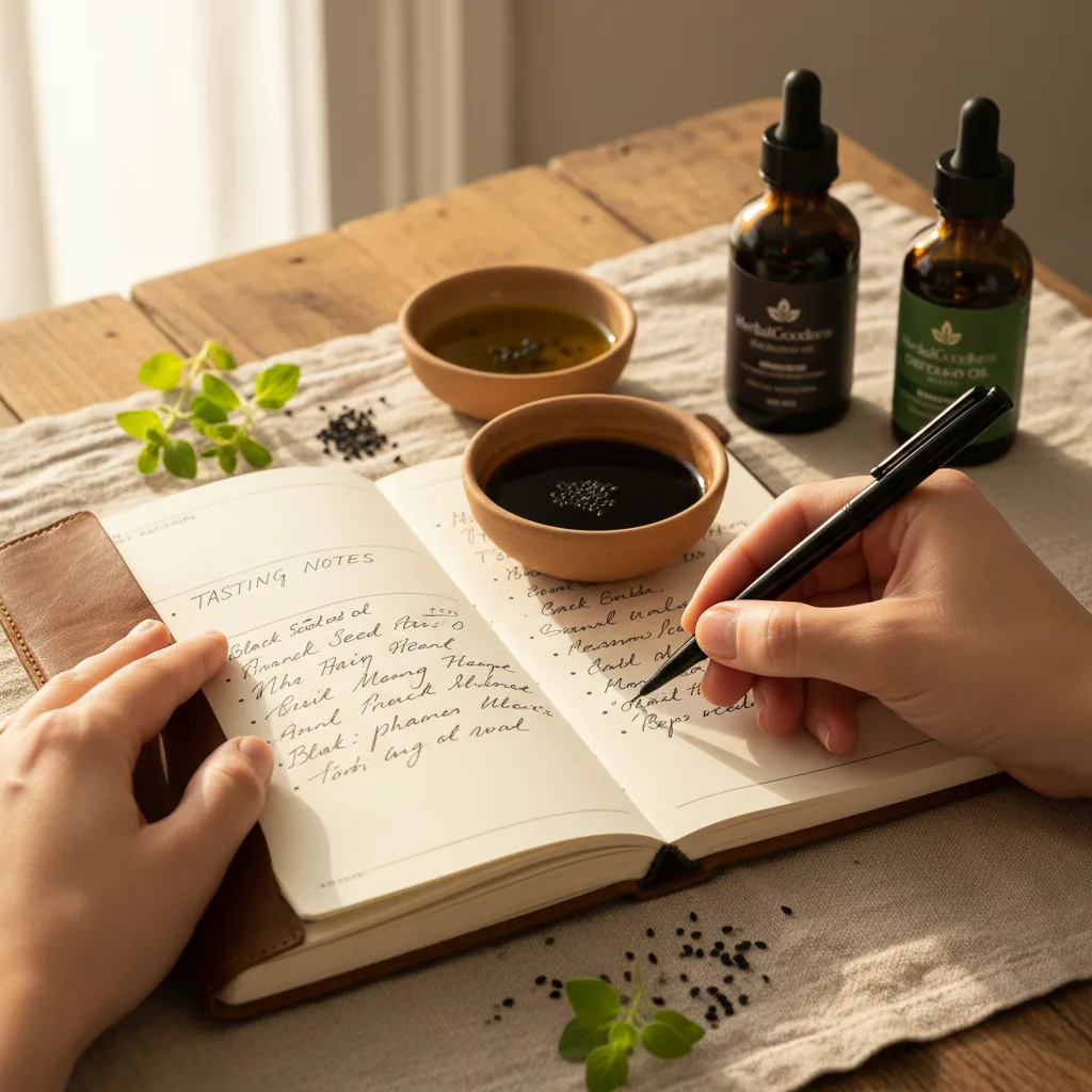 tasting table set with herbal oils