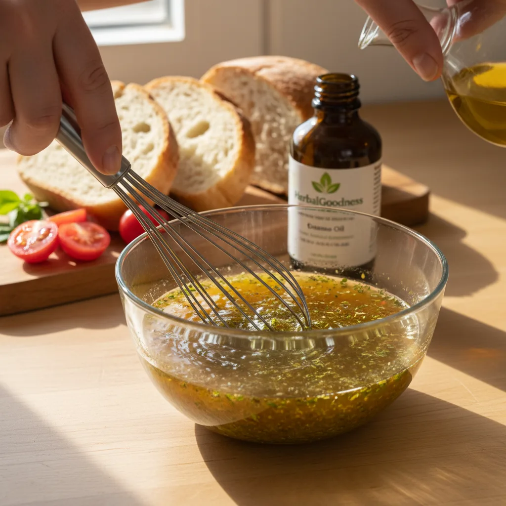 oil of oregano with fresh herbs