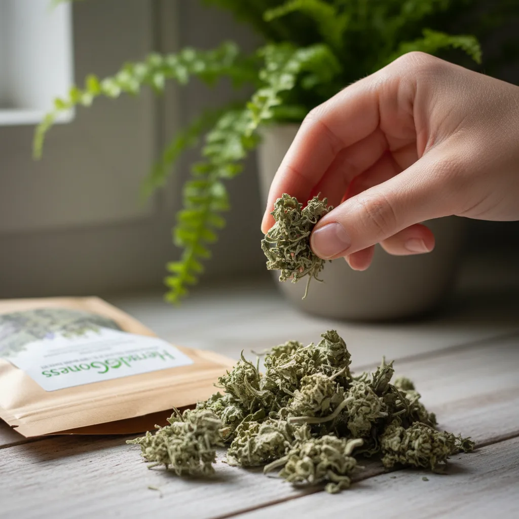 dried mullein tea leaves inspection
