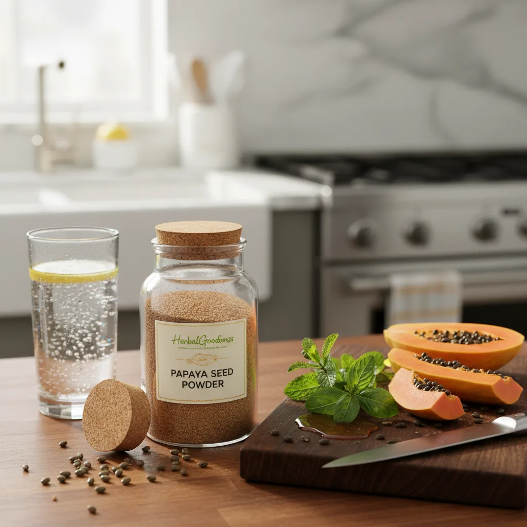 Blending papaya seed powder into smoothies
