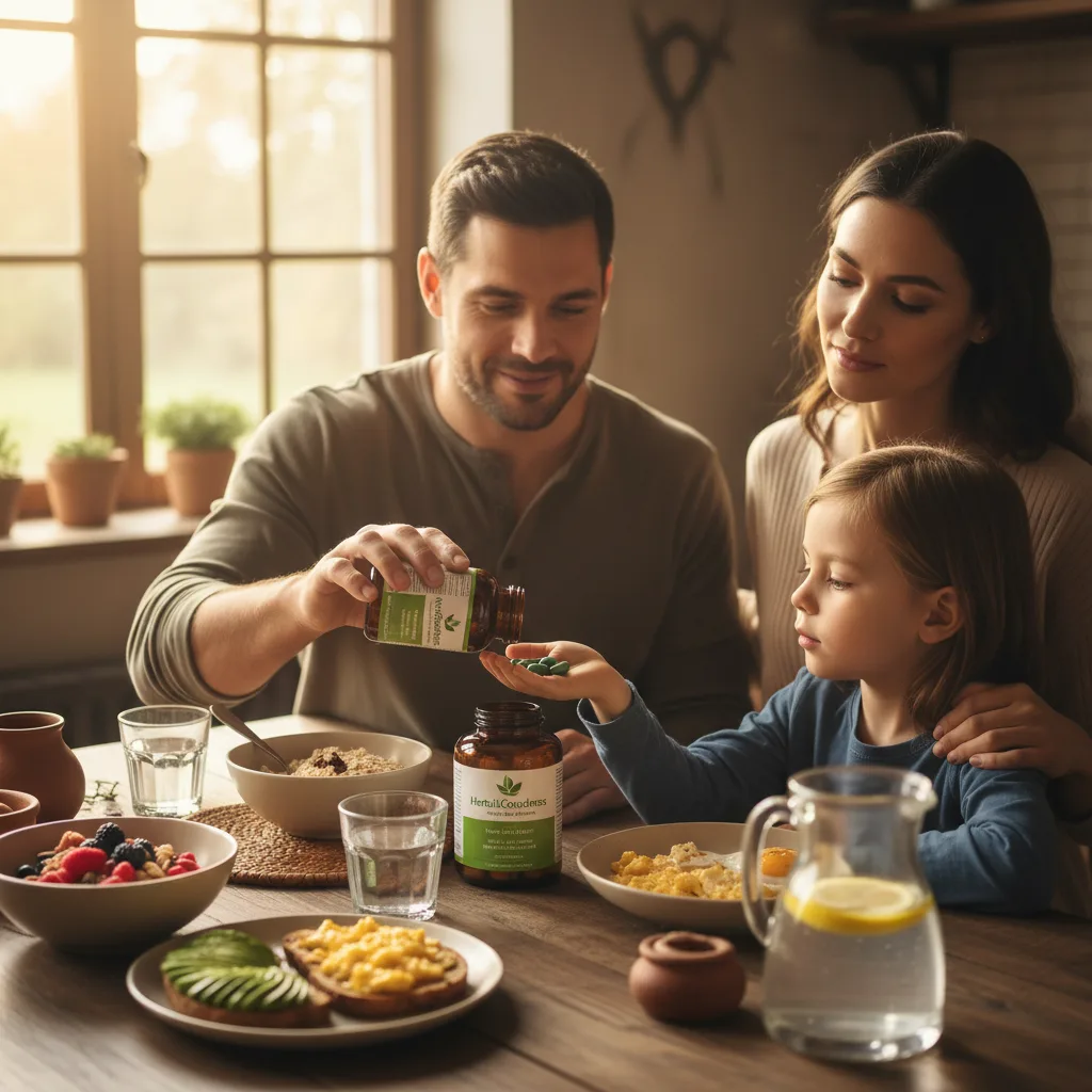 family-reading-labels-plant-based-vitamins