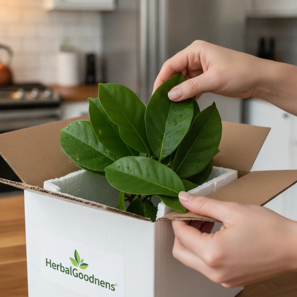 Checking soursop supplement packaging and freshness