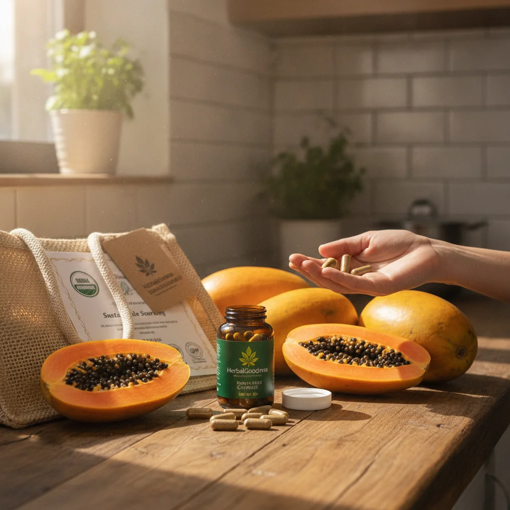 papaya seed capsules certificate concept