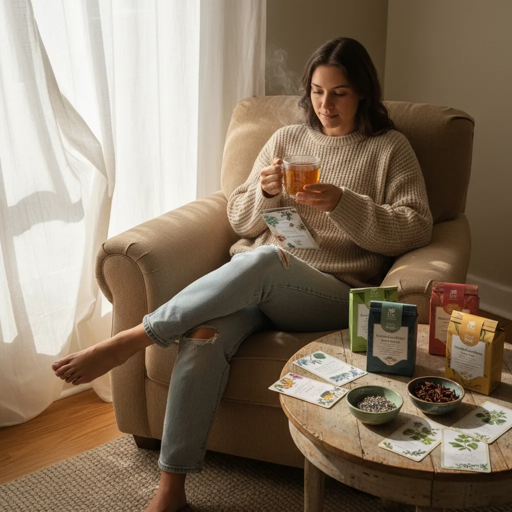 enjoying herbal tea