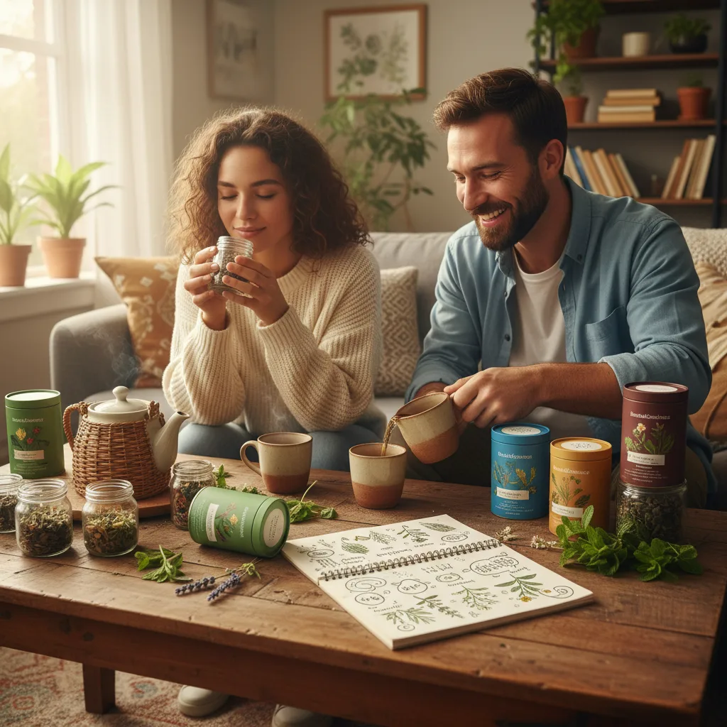 herbal tea cup and loose leaves