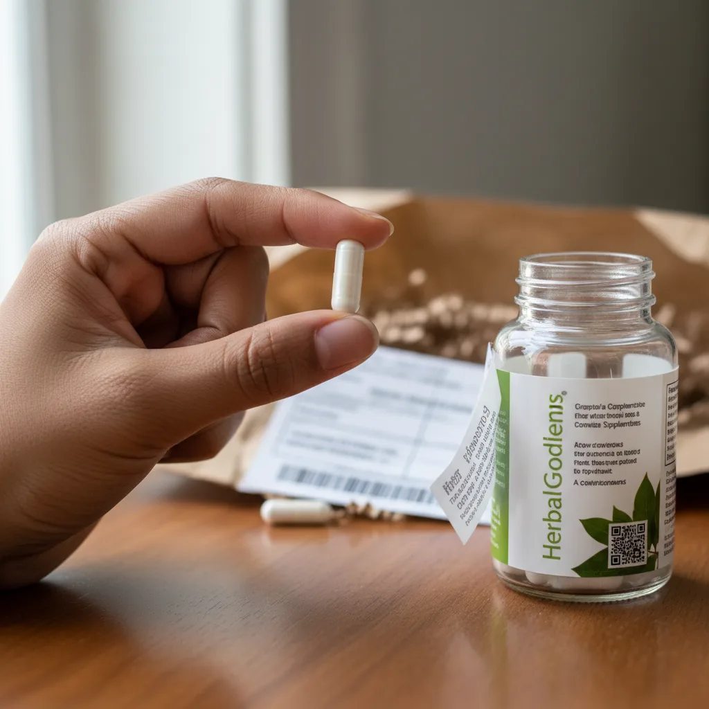 Person shopping online for herbal supplements