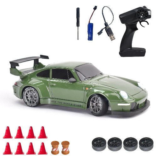L.O.T TOYS Flare Rc Drifting Car | 20Kmph, 2.4Ghz | Rc Car 4x4, Remote Control Car, Drift Car, Birthday Gift, Boost Mode, Long Range Remote, Hard Plastic Top with LED Head Light (Burnout Green)