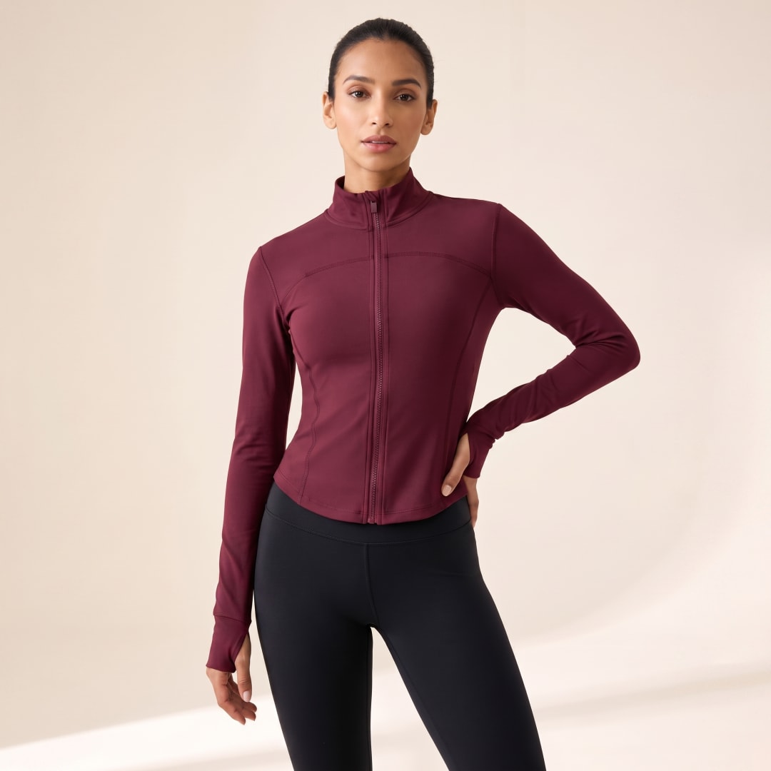 CHAQUETA DEPORTIVA CIERRE — vista frontal, color Vino Tinto