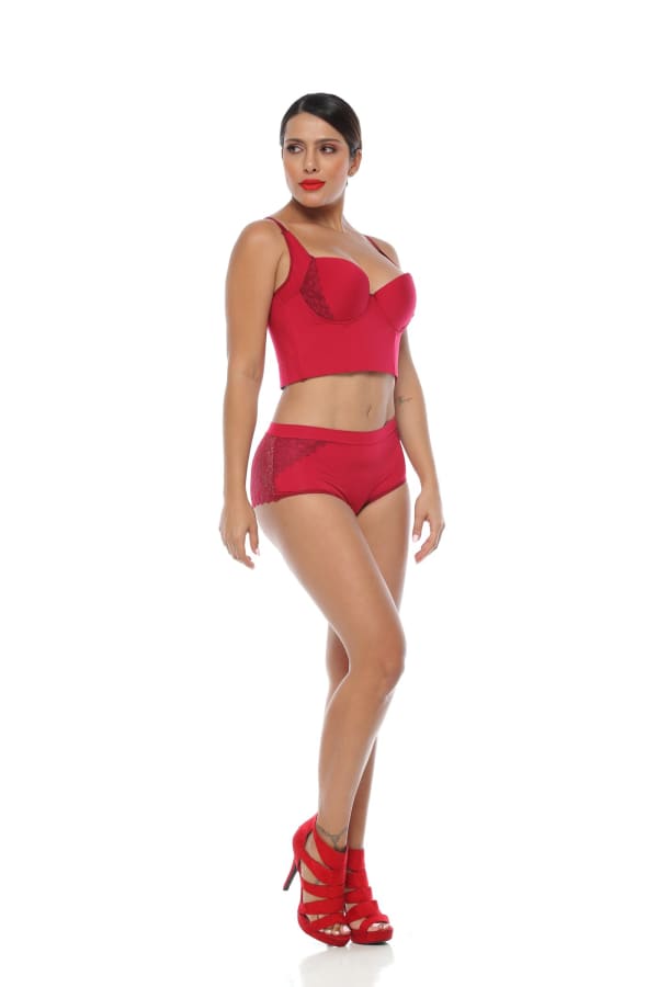Private label lingerie Colombia red premium lace push-up bra panty set Red Velvet CI Aliada wholesale underwear