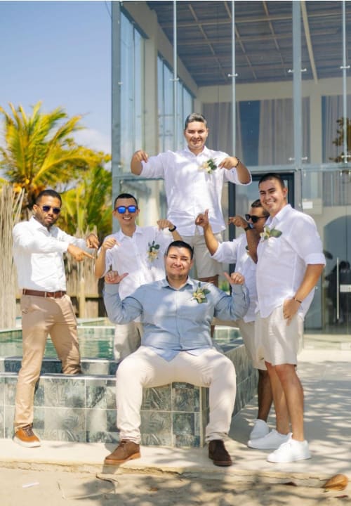 Groom and groomsmen - real wedding held at Villa Lotus Tolú, Colombia