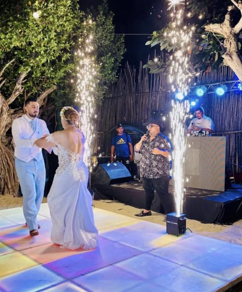 First dance with sparklers - real wedding held at Villa Lotus Tolú, Colombia