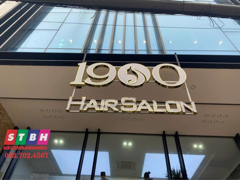 Chử nổi inox vàng gương hairslon