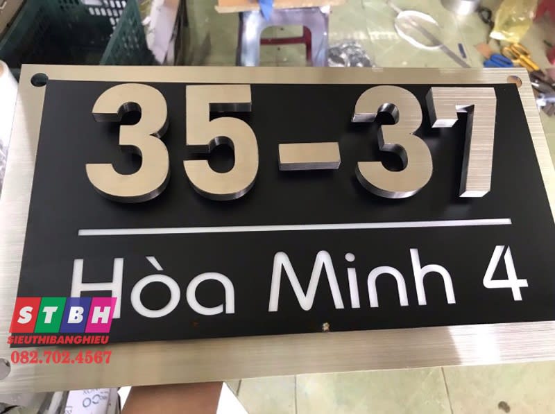 Bảng số nhà inox Hòa Minh