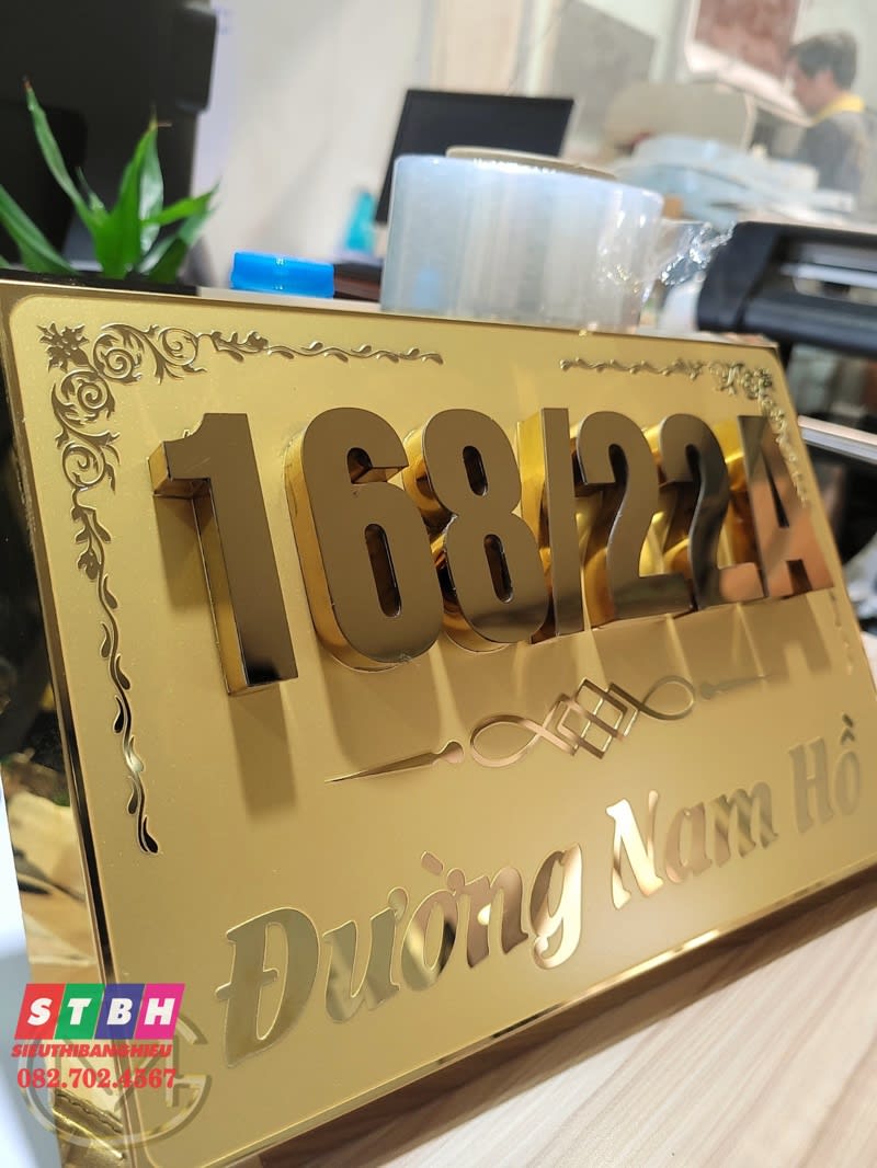 Bảng hiệu số nhà Inox Đường Nam Hồ