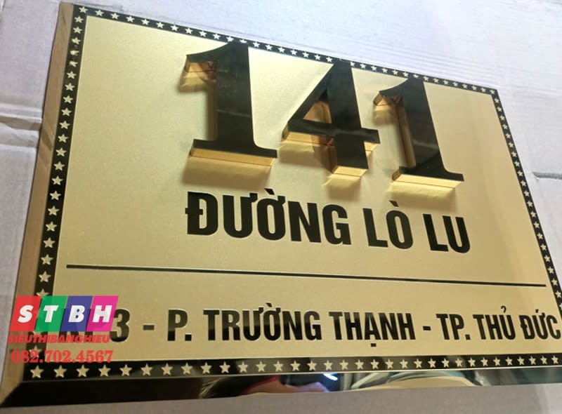 Bảng số nhà inox Đường Lò Lu