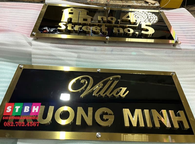 Bảng số nhà inox villa