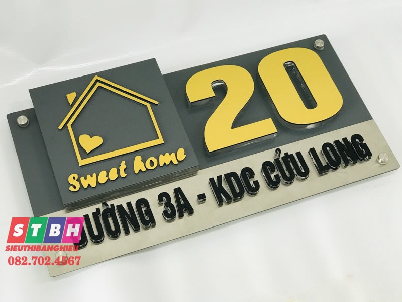 Bảng số nhà inox 20