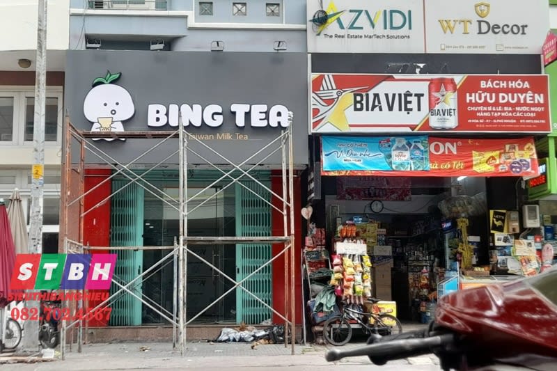 Thi công bảng hiệu trà sữa