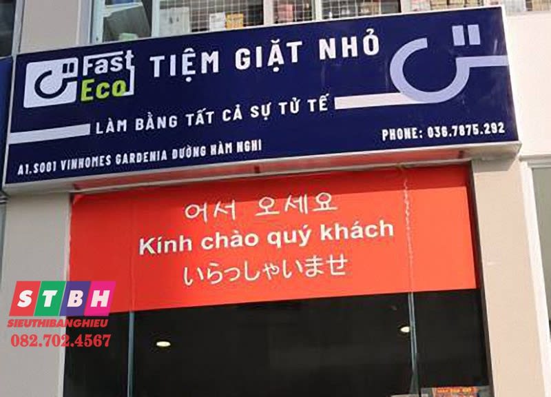 Bảng hiệu giặt sấy, giặt ủi đẹp và bền theo thời tiết