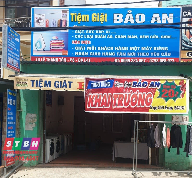 Bảng hiệu giặt sấy, giặt ủi phong cách tối giản, tinh tế
