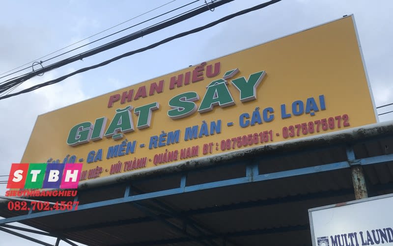 Bảng hiệu giặt sấy, giặt ủi thiết kế chuẩn nhận diện