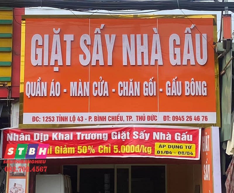 Bảng hiệu giặt sấy, giặt ủi thiết kế theo yêu cầu