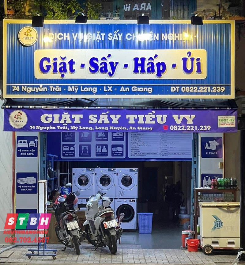 Bảng hiệu giặt sấy, giặt ủi sử dụng vật liệu bền đẹp
