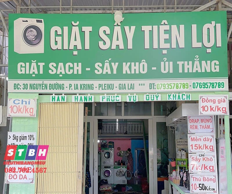 Bảng hiệu giặt sấy, giặt ủi phong cách trẻ trung, năng động
