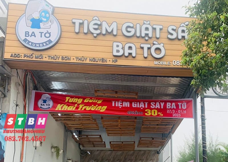 Bảng hiệu giặt sấy chữ nổi mica