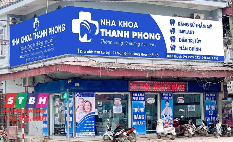 Bảng hiệu nha khoa màu sắc nhẹ nhàng dễ chịu