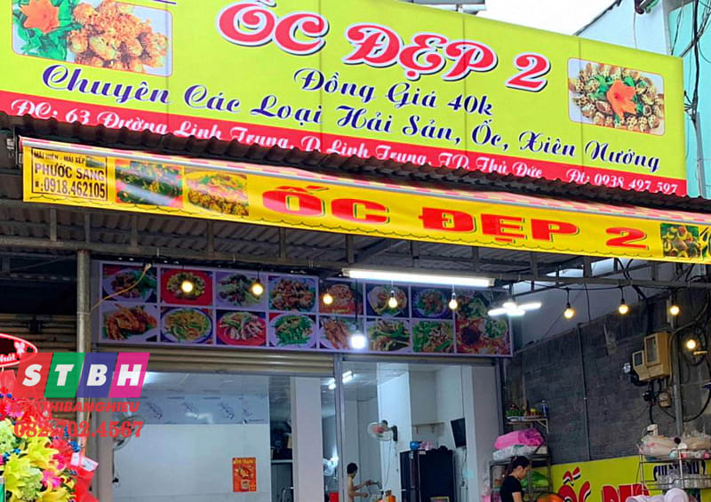 thiết kế bảng hiệu quán ốc đơn giản