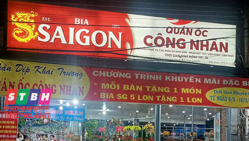 bảng hiệu quán ốc kiểu truyền thống