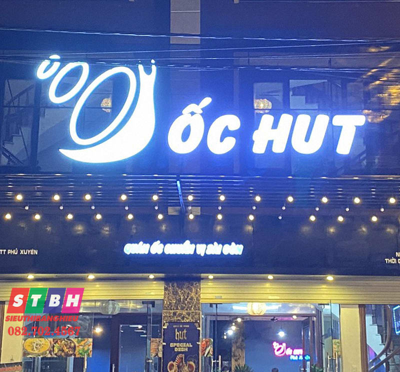 bảng hiệu quán ốc phong cách hiện đại trẻ trung