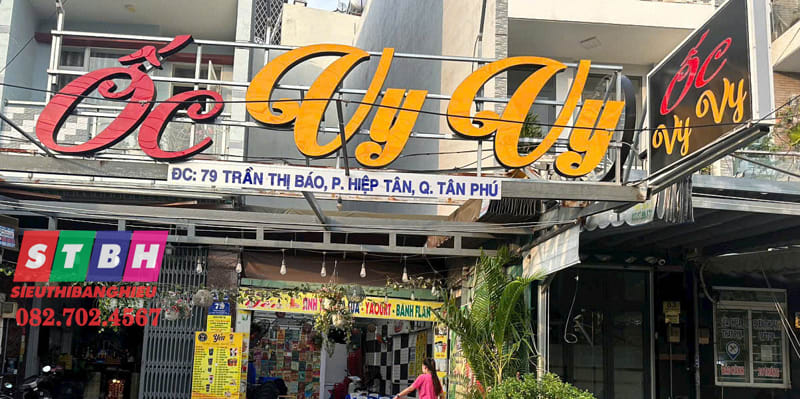bảng hiệu quán ốc bắt mắt dễ nhận biết