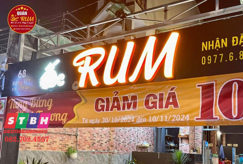 bảng hiệu quán ốc bắt mắt dễ nhận biết
