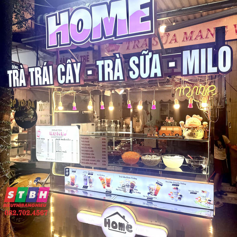 Bảng hiệu trà sữa bắt mắt dành cho quán trong hẻm
