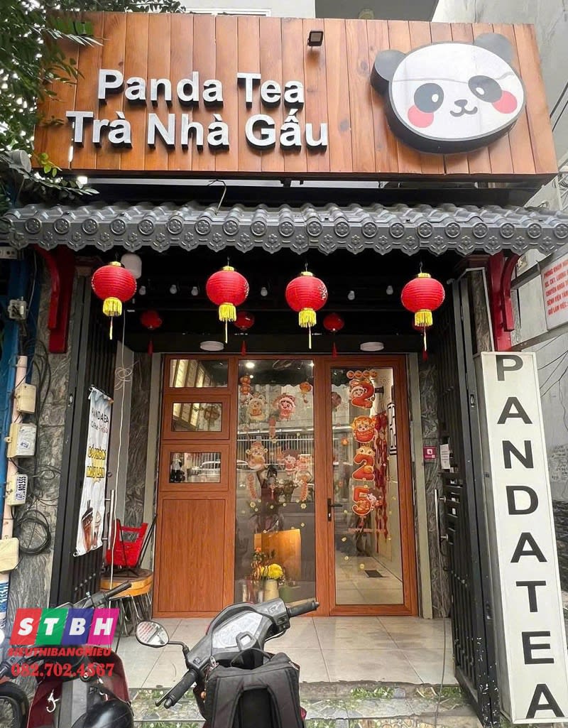 Mẫu bảng hiệu trà sữa sử dụng vật liệu thân thiện môi trường