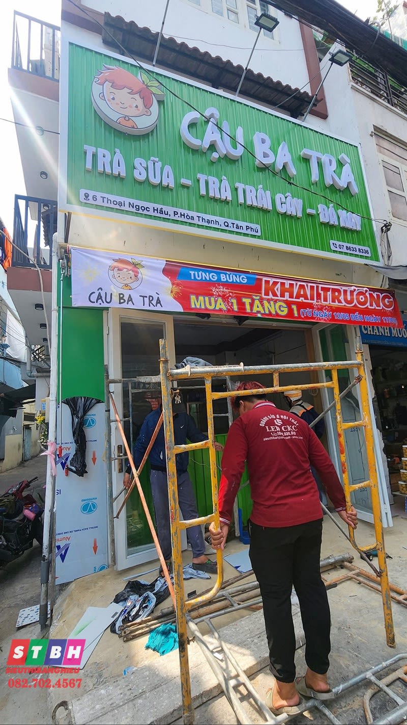 Thi công bảng hiệu trà sữa