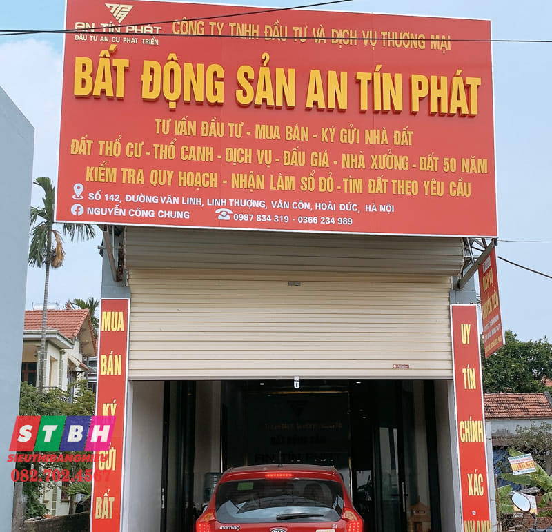 Mẫu bảng hiệu bất động sản mặt tiền đẹp